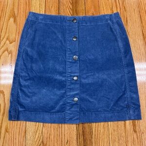 Toad & Co Cruiser Blue Corduroy Button Front Mini Skirt